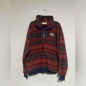 Vintage 90s Alaska Multicolored Half Snap Fleece Pullover Size XL